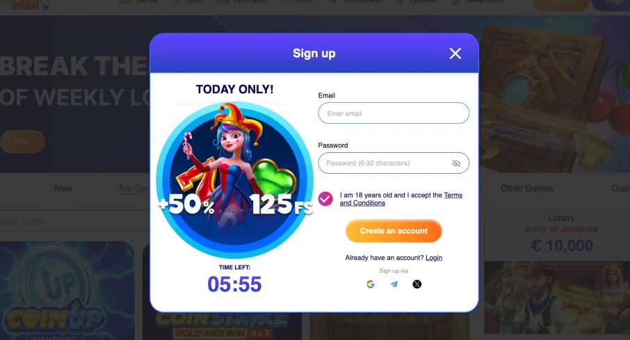 Sign up at Sweety Win Casino with +50% bonus and 125 freespins Sign up at Sweety Win Casino with +50% bonus and 125 freespins